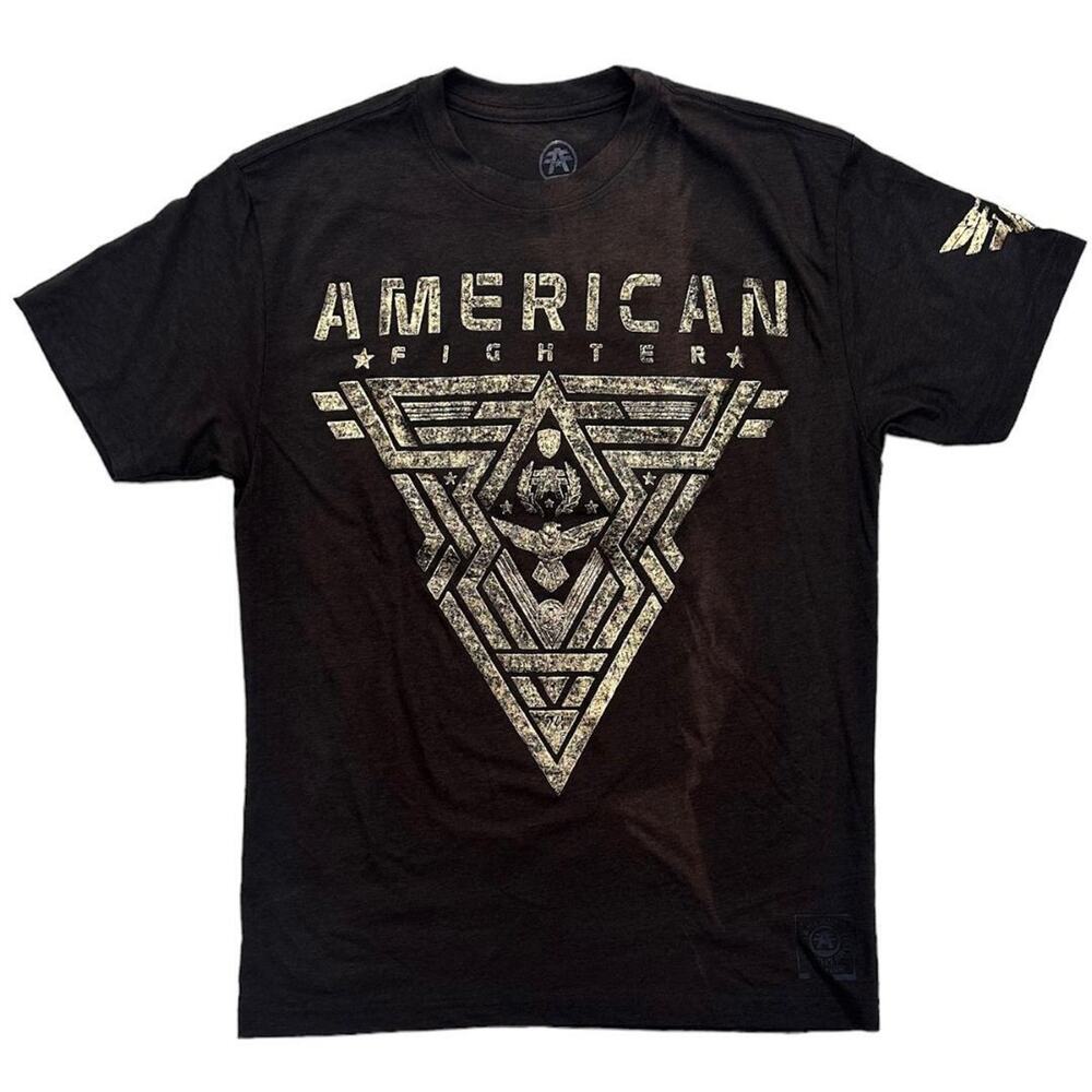 American Fighter Men's T-Shirt Brown Black Dip Dye Gold Puff Print Elmore Tee